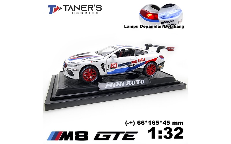 Diecast Mobil Sport BMW M8 GTE Miniatur Metal Model 1:32